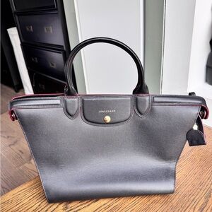 Longchamp Black Leather Tote Bag